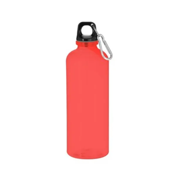  RPET sports bottle 630 ml with carabiner clip red