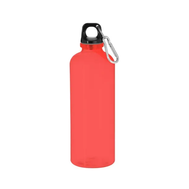  RPET sports bottle 630 ml with carabiner clip red