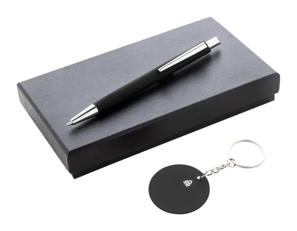 Miroset pen and keyring set Black