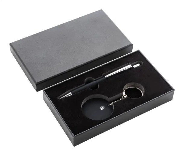Miroset pen and keyring set Black