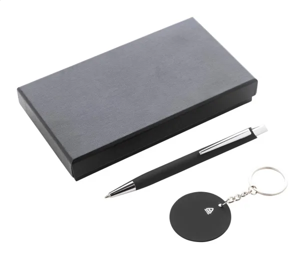Miroset pen and keyring set Black