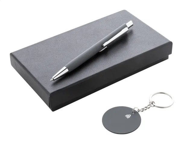 Miroset pen and keyring set Dark grey