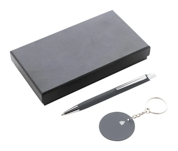 Miroset pen and keyring set Dark grey