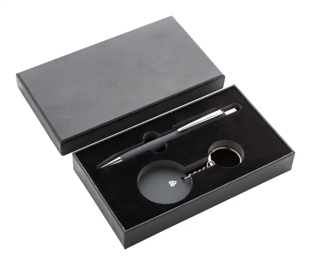 Miroset pen and keyring set Dark grey