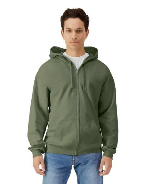 SOFTSTYLE® MIDWEIGHT FLEECE ADULT FULL ZIP HOODED SWEATSHIRT - Gildan Military Green