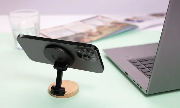 Magmount stalak za mobitel od RCS reciklirane plastike i bambusa - XD Collection Crna Smeđa