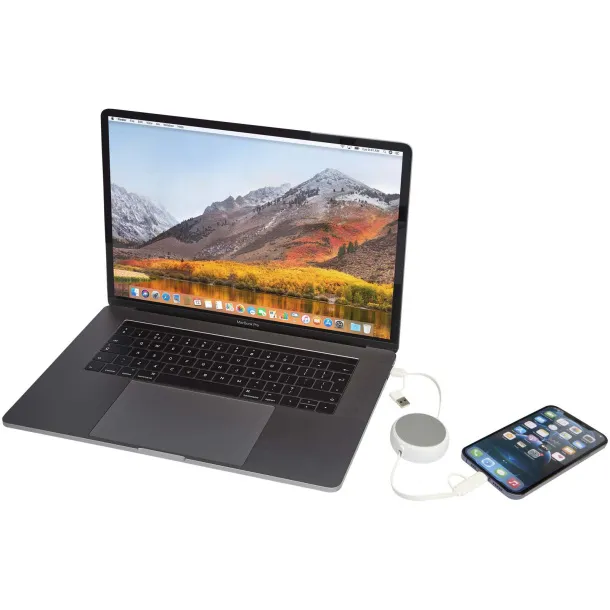 Alasia 5-in-1 100 cm recycled plastic and aluminium retractable data sync and 45W fast charge cable Silver