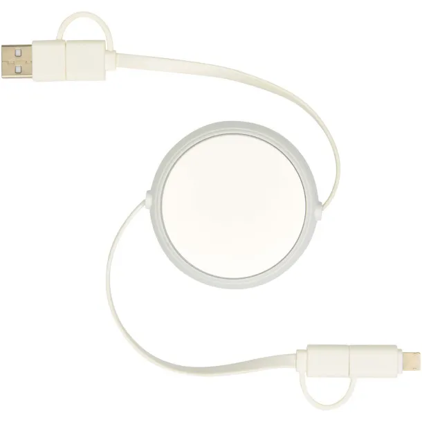 Alasia 5-in-1 100 cm recycled plastic and aluminium retractable data sync and 45W fast charge cable Silver