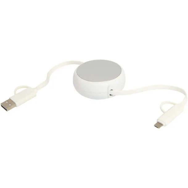 Alasia 5-in-1 100 cm recycled plastic and aluminium retractable data sync and 45W fast charge cable Silver