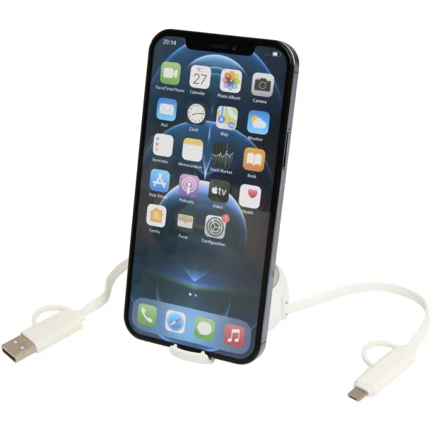 Alasia 5-in-1 100 cm recycled plastic and aluminium retractable data sync and 45W fast charge cable Silver