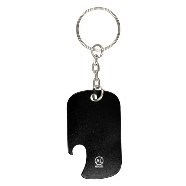  Recycled aluminium keyring, bottle opener black