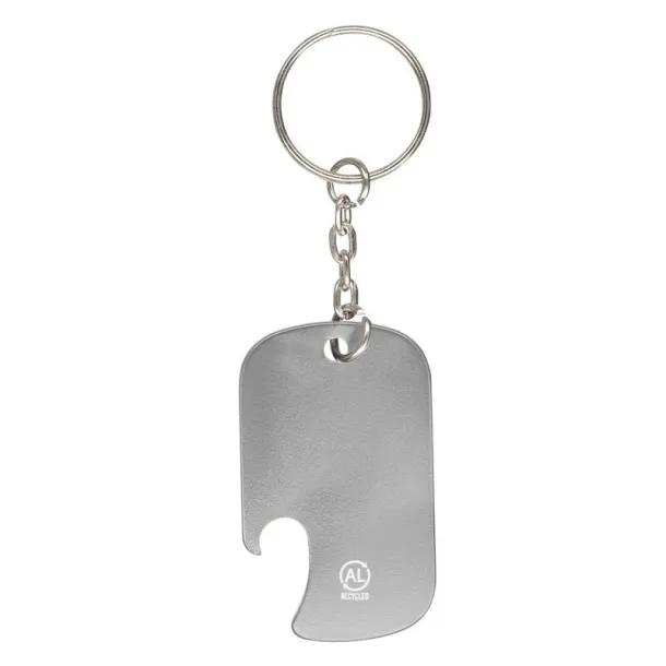  Recycled aluminium keyring, bottle opener silver