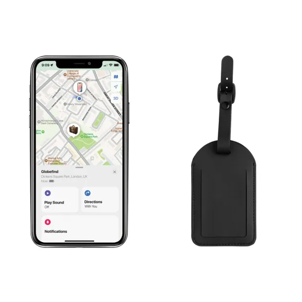 Globetrack RCSrPolyester luggage tag with worldwide locating - XD Collection Black 