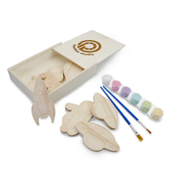 Priya Wooden blocks set for painting, paints and 2 brushes wood