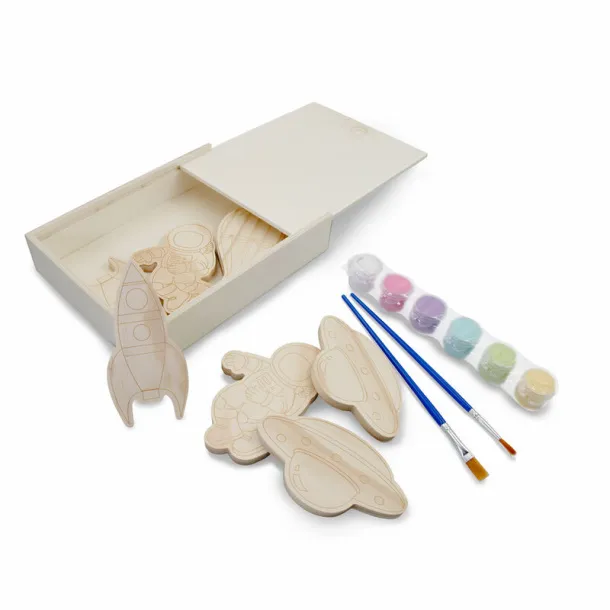 Priya Wooden blocks set for painting, paints and 2 brushes wood