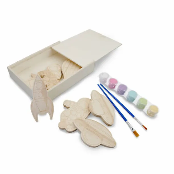 Priya Wooden blocks set for painting, paints and 2 brushes wood