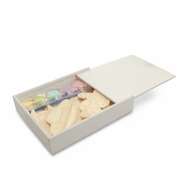 Priya Wooden blocks set for painting, paints and 2 brushes wood