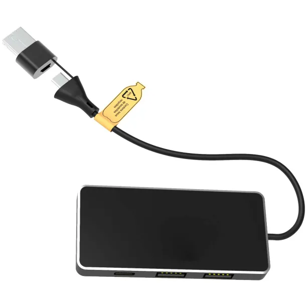 SCX.design H20 8 u 1 USB hub s dvostrukim ulazom i 6 priključaka - SCX.design Solid black