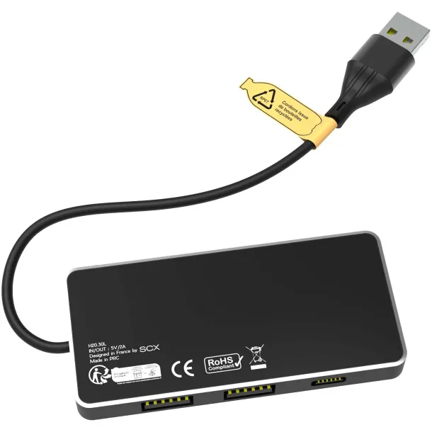 SCX.design H20 8 u 1 USB hub s dvostrukim ulazom i 6 priključaka - SCX.design Solid black