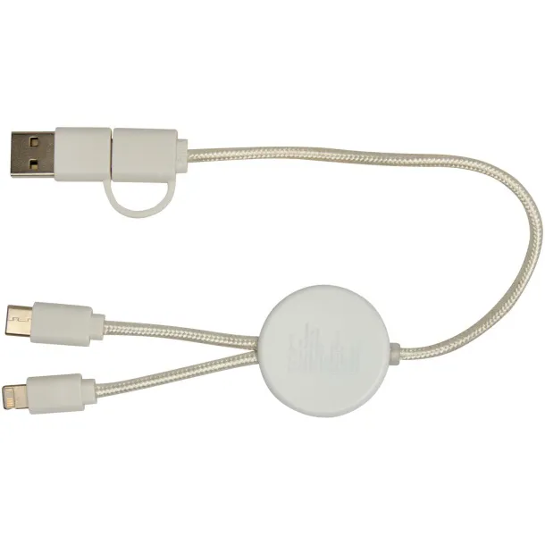Chechia 5u1 kabel za sinkronizaciju podataka i brzo punjenje 27W od reciklirane plastike s detaljima od bambusa Bijela