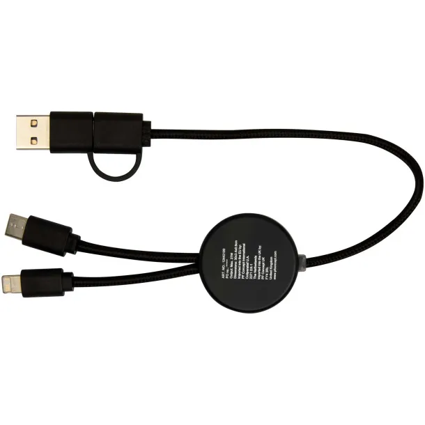 Chechia 5u1 kabel za sinkronizaciju podataka i brzo punjenje 27W od reciklirane plastike s detaljima od bambusa Solid black
