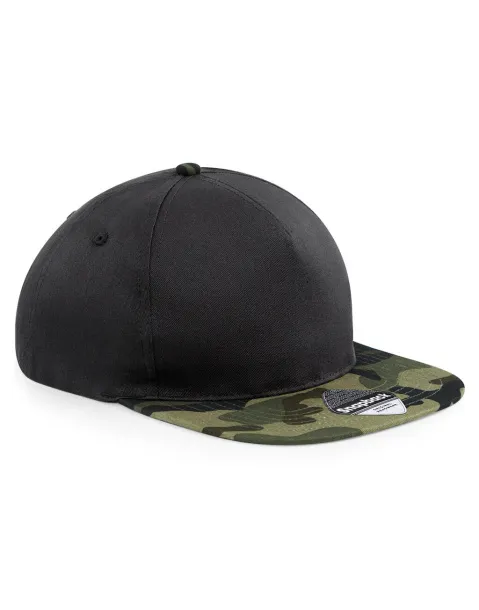  Kamuflažna snapback šilterica - 5 panela - Beechfield Crna Jungle Camo