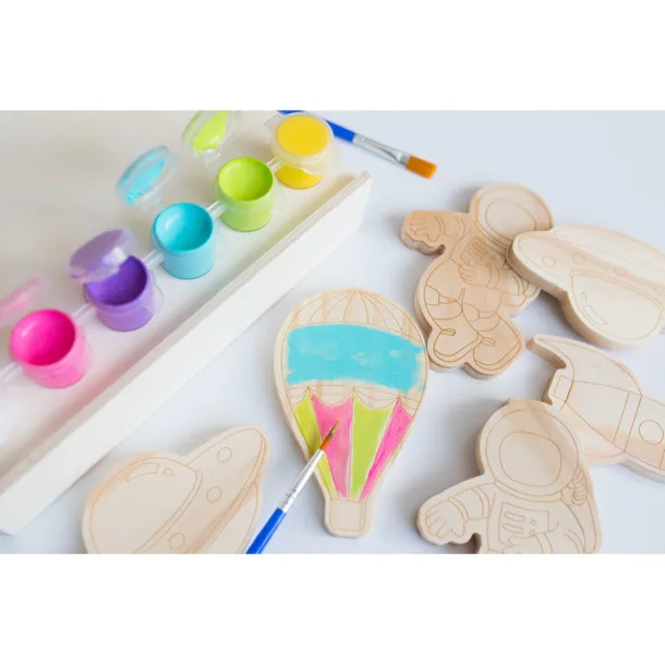 Priya Wooden blocks set for painting, paints and 2 brushes wood