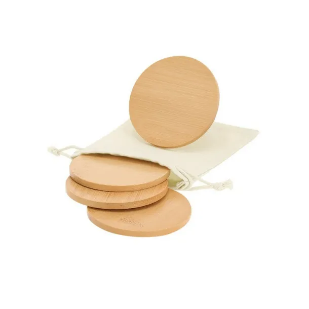  Bamboo cup coaster set, 4 pcs wood