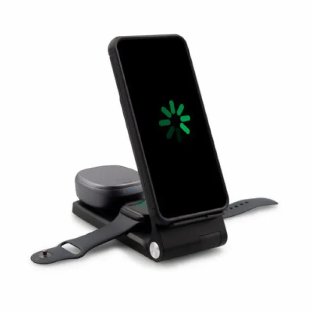 Zita Wireless charger 15W Exclusive Collection, 3 in 1, phone stand Crna