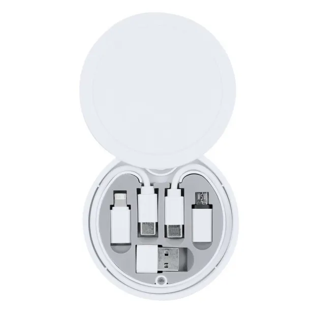  Charging and synchronization cable, 3 adapters included, case with carabiner clip Bijela