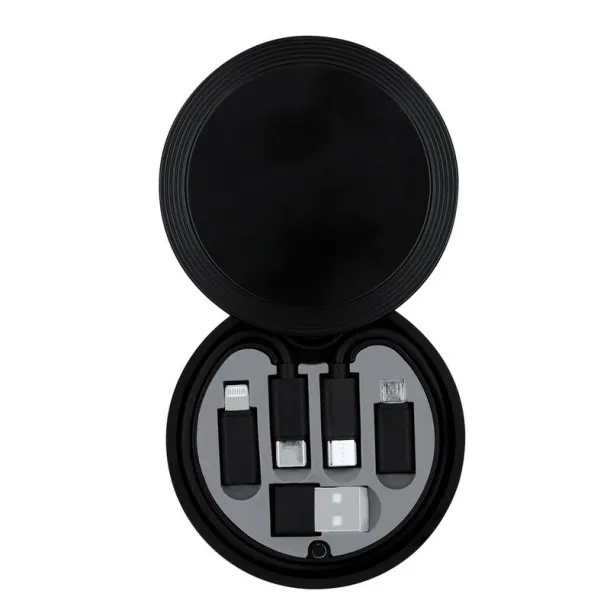  Kabel za punjenje i sinkronizaciju, uključena 3 adaptera, kućište s karabinerom za pričvršćivanje Crna