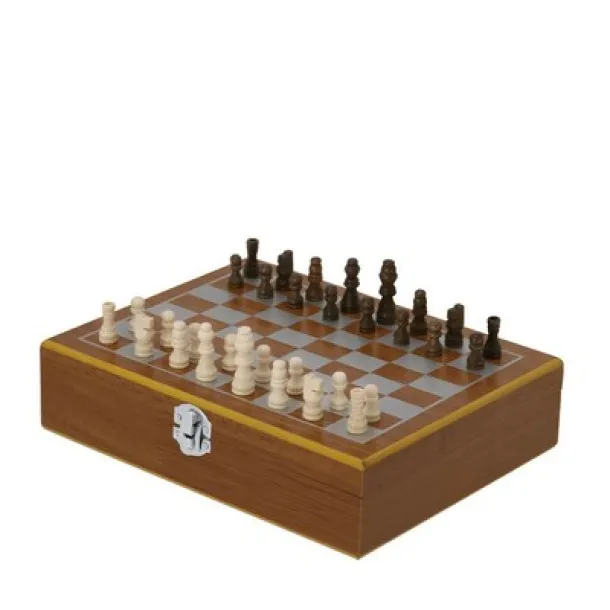 Gift set, hip flask 175 ml, cup 30 ml, chess, playing cards and dice beige  Gift set, hip flask 175 ml, cup 30 ml, chess, playing cards and dice beige