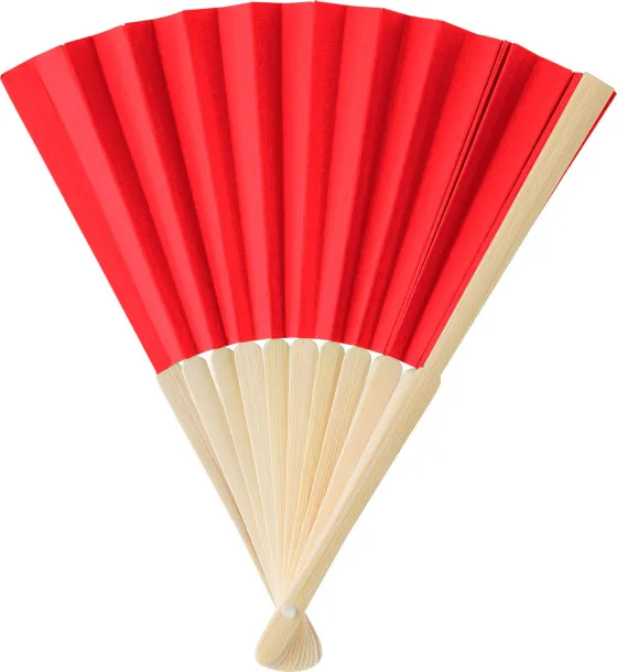 ELIO lepeza s drškom od bambusa Crvena