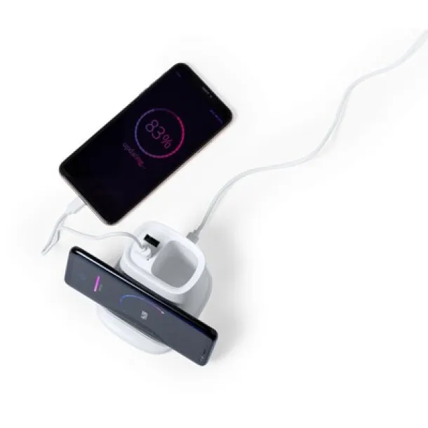  Višenamjenski bežični punjač 5W, USB hub 2.0 Bijela