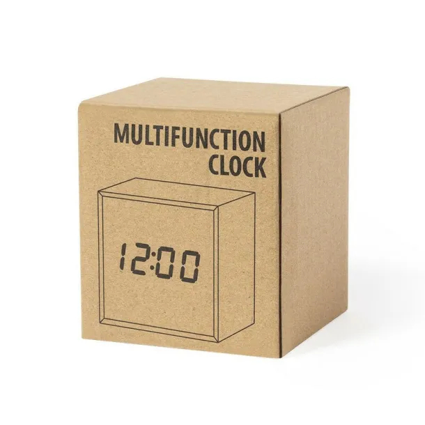  Bamboo desk clock, alarm light brown