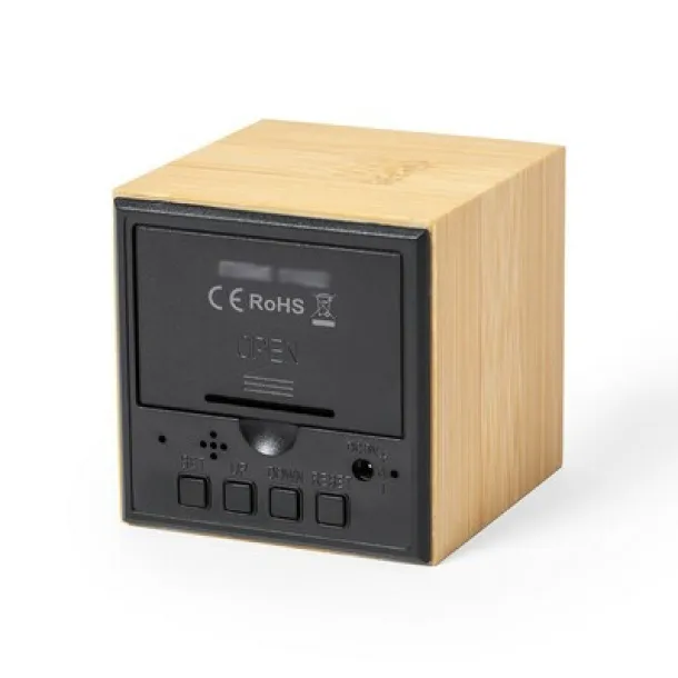  Bamboo desk clock, alarm light brown