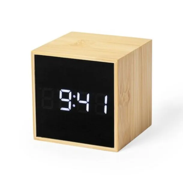  Bamboo desk clock, alarm light brown