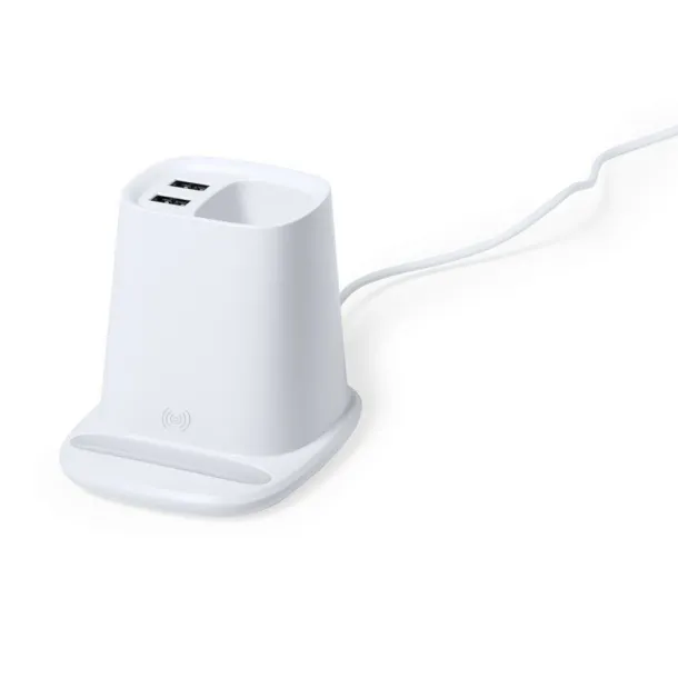  Višenamjenski bežični punjač 5W, USB hub 2.0 Bijela