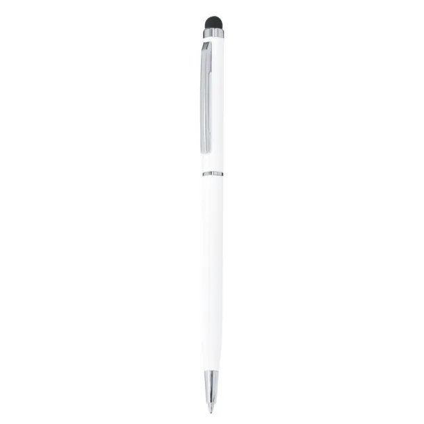  Kemijska olovka od recikliranog aluminija, touch Bijela