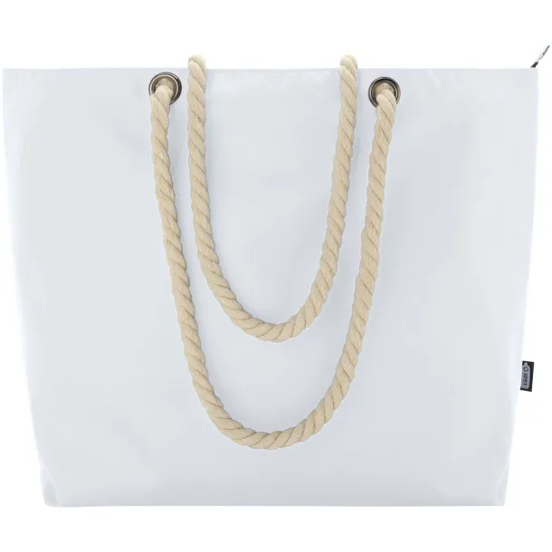 Panama GRS recycled beach cooler tote bag with cord handles 23L White