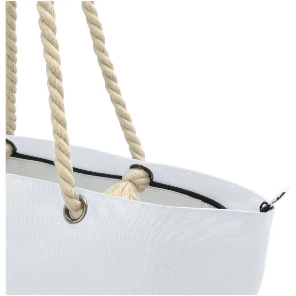 Panama GRS recycled beach cooler tote bag with cord handles 23L White