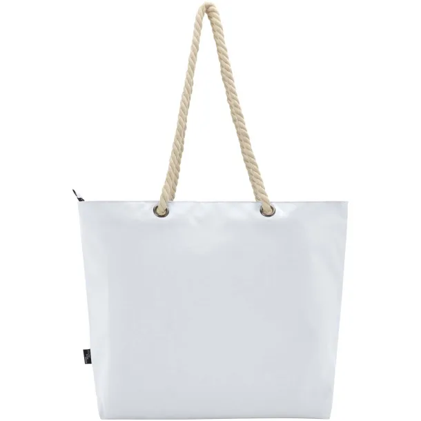 Panama GRS recycled beach cooler tote bag with cord handles 23L White