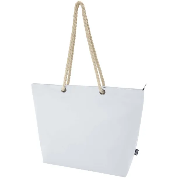 Panama GRS recycled beach cooler tote bag with cord handles 23L White