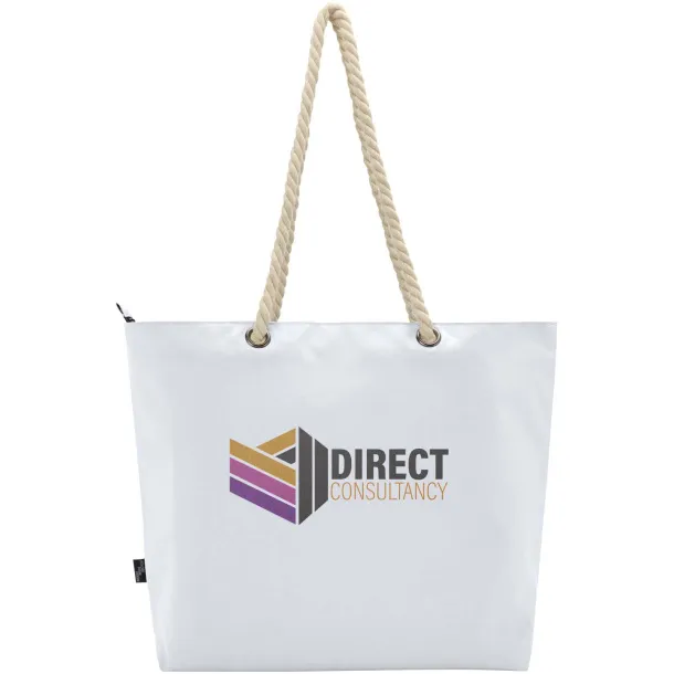Panama GRS recycled beach cooler tote bag with cord handles 23L White