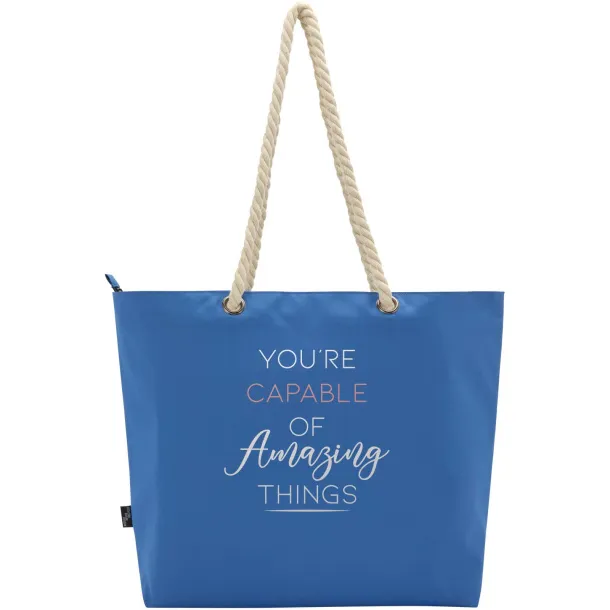 Panama GRS recycled beach cooler tote bag with cord handles 23L Royal blue