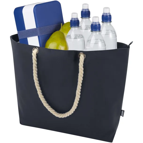 Panama GRS recycled beach cooler tote bag with cord handles 23L Navy Blue