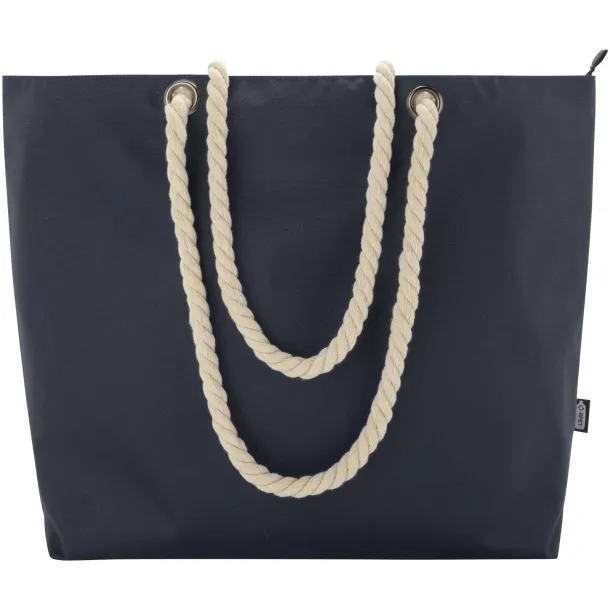 Panama GRS recycled beach cooler tote bag with cord handles 23L Navy Blue