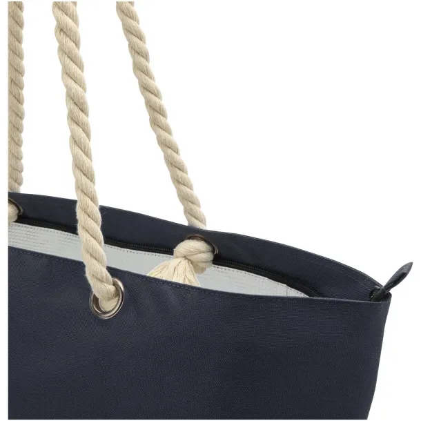 Panama GRS recycled beach cooler tote bag with cord handles 23L Navy Blue