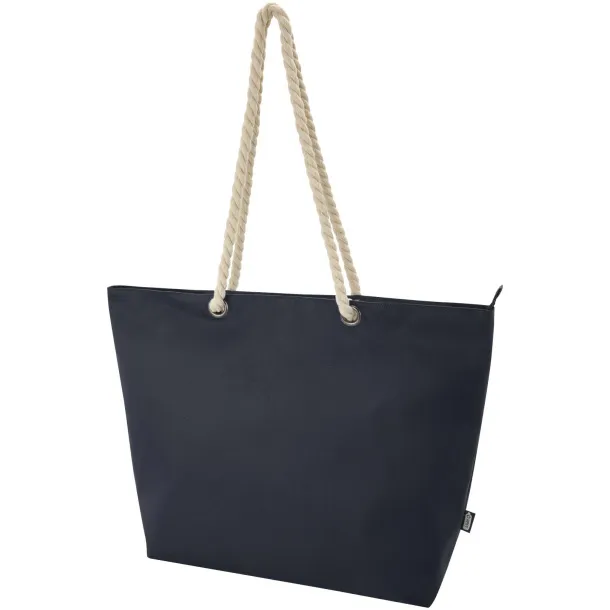 Panama GRS recycled beach cooler tote bag with cord handles 23L Navy Blue