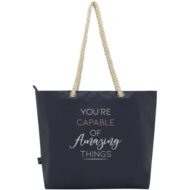 Panama GRS recycled beach cooler tote bag with cord handles 23L Navy Blue